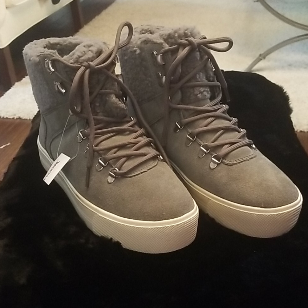 Marc Fisher suede grey sneaker bootie